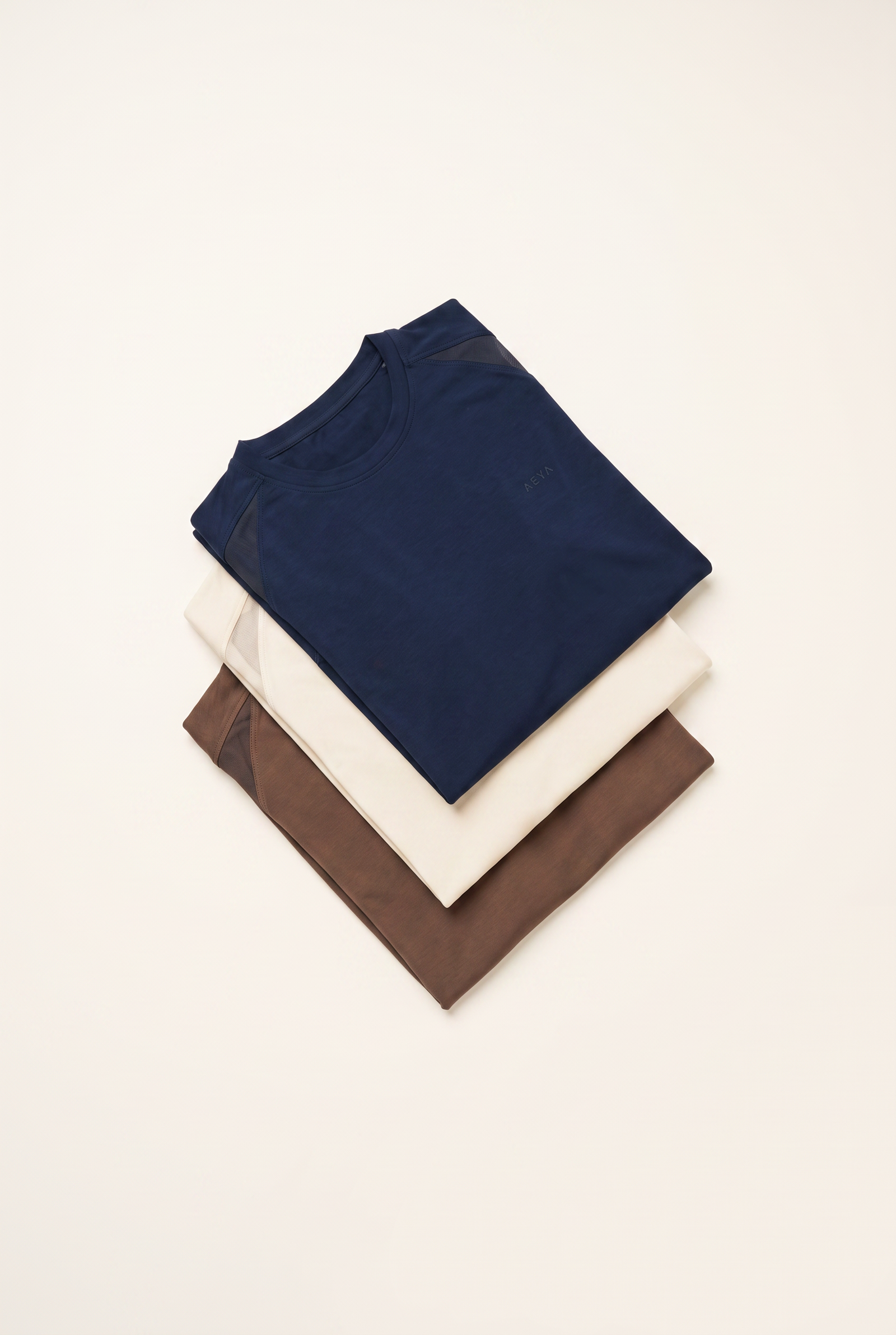 Three colourways folded